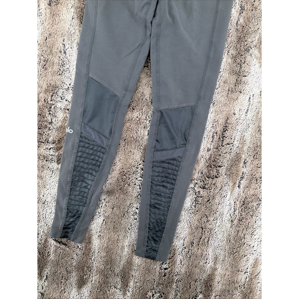 Alo Yoga Leggings Women S Gray Moto Mesh Cutout High-Waist Gym Running Active - Picture 7 of 10
